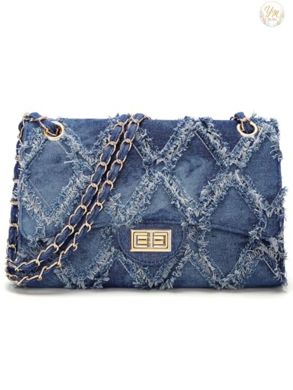Quilted Crossbody Bag with Chain Strap Twist Lock Satchel Purse